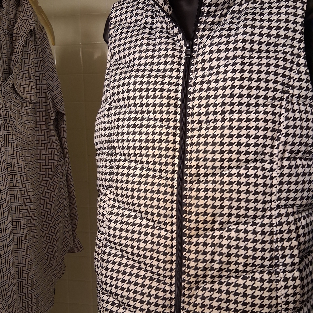 Lands' End Black and White Houndstooth Vest